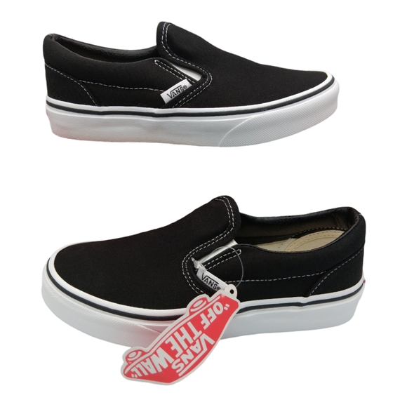 NEW VANS CLASSIC SLIP ON UNISEX VARIOUS YOUTH BLACK TRUE WHITE - Picture 2 of 10